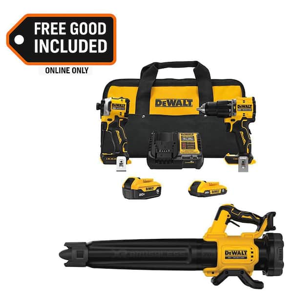 ATOMIC 20-Volt Lithium-Ion Cordless 2-Tool Combo Kit and Brushless Handheld Blower w/ 5 Ah and 2 Ah Batteries, Charger