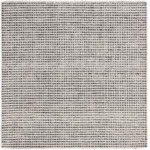 Abstract Black/Ivory 6 ft. x 6 ft. Striped Square Area Rug