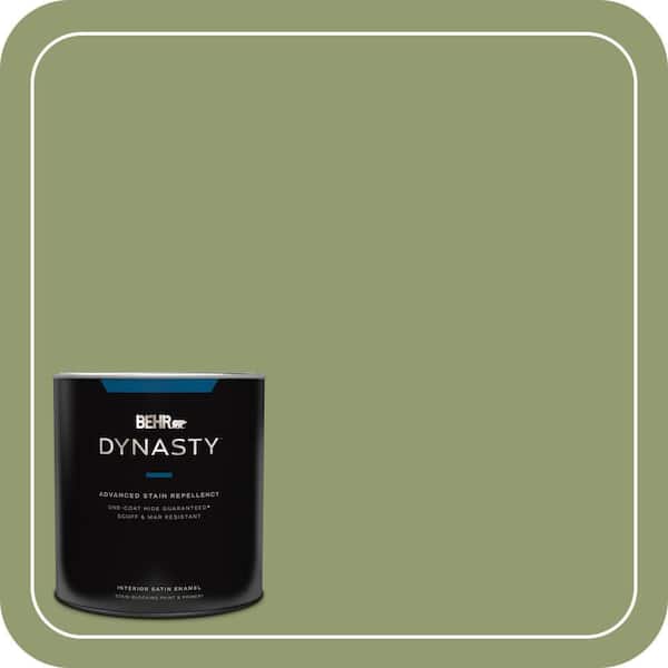 BEHR DYNASTY 1 qt. #PPU11-04 Alamosa Green One-Coat Hide Satin Enamel Interior Stain-Blocking Paint & Primer