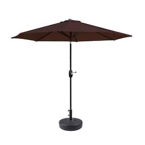 Harris 9 ft. Market Patio Umbrella in Coffee with Black Round Hard Plastic Base