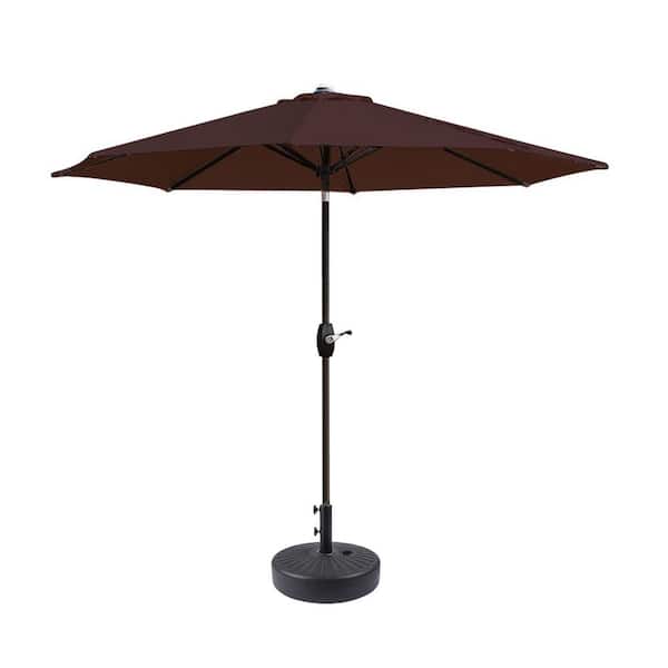 WESTIN OUTDOOR Harris 9 ft. Market Patio Umbrella in Coffee with Black Round Hard Plastic Base