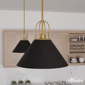 Carrington Isle 60-Watt 1-Light Matte Black Pendant Light with Metal Shade, No Bulbs Included