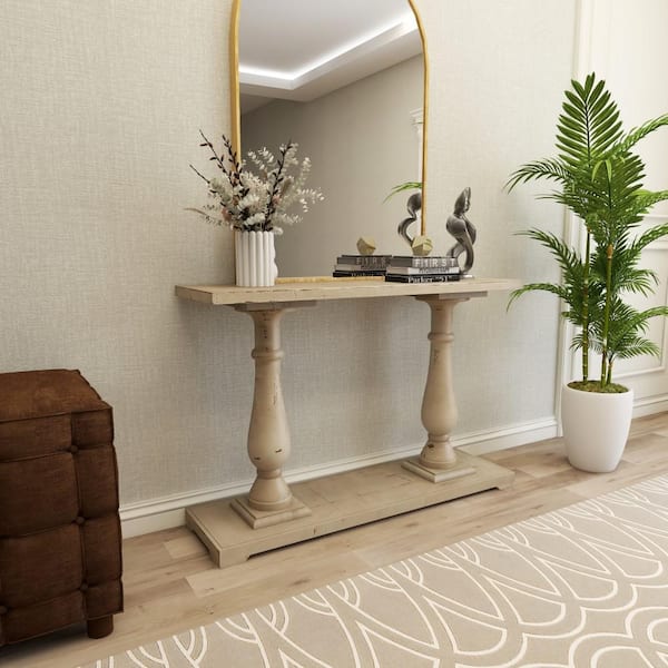 Litton Lane 48 in. White Extra Large Rectangle Wood Console Table with  Distressed Accents 52786 - The Home Depot