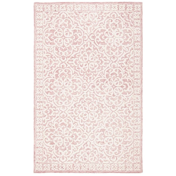 Metro Pink/Ivory 4 ft. x 6 ft. High-Low Floral Area Rug