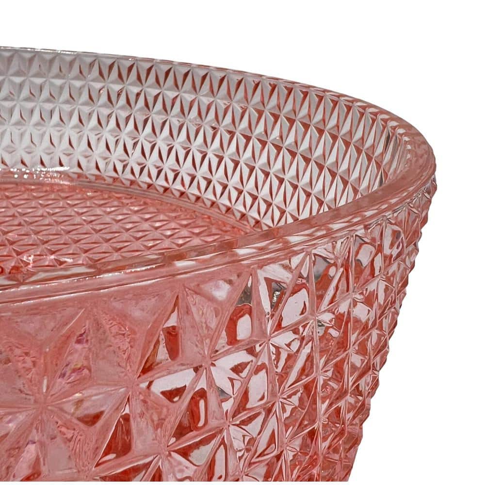 Champagne Pink 16" Textured Glass Circular Bathroom Vessel Sink