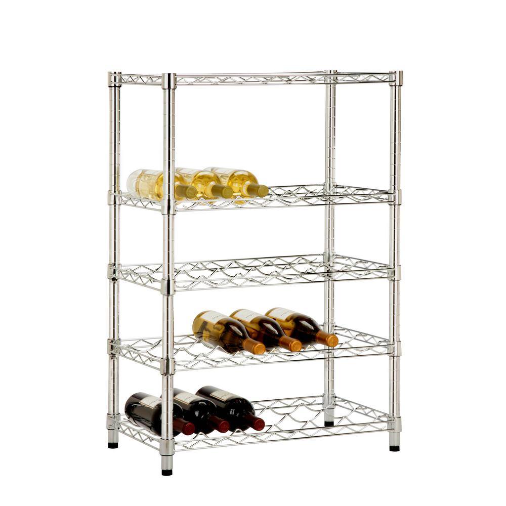 Chrome 4-Tier Steel Wine Storage Rack