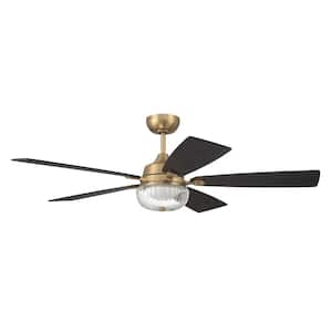 Chandler 52 in. Indoor Satin Brass Finish Ceiling Fan with Smart Wi-Fi Enabled Remote and Integrated LED Light Kit