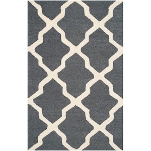 Cambridge Dark Gray/Ivory Doormat 2 ft. x 3 ft. Geometric Trellis Area Rug