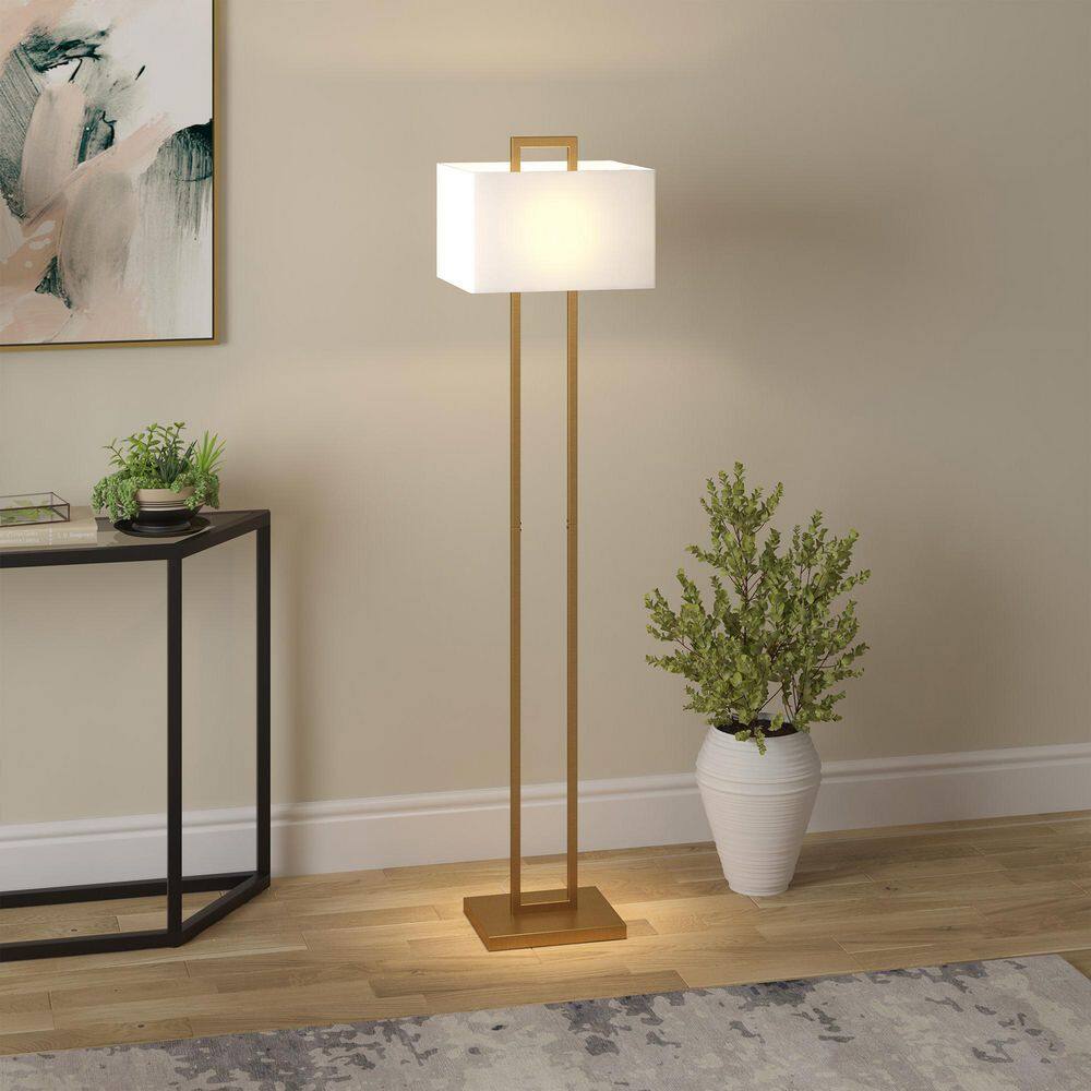 Arcadian 68" Brass Floor Lamp with Rectangular Shade