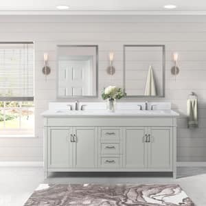Ashburn 73 in W x 22 in D x 39 in H Double Sink Freestanding Bath Vanity in Gray w/ Carrara Marble Engineered Stone Top