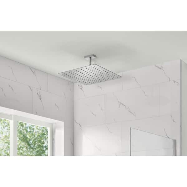 Modern 1-Spray Pattern 16 in. Single Ceiling Mount Fixed Rain Shower Head in Brushed Nickel