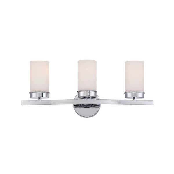 World Imports Kandinsky Collection 3-Light Chrome Vanity Light with Opal Glass Shades