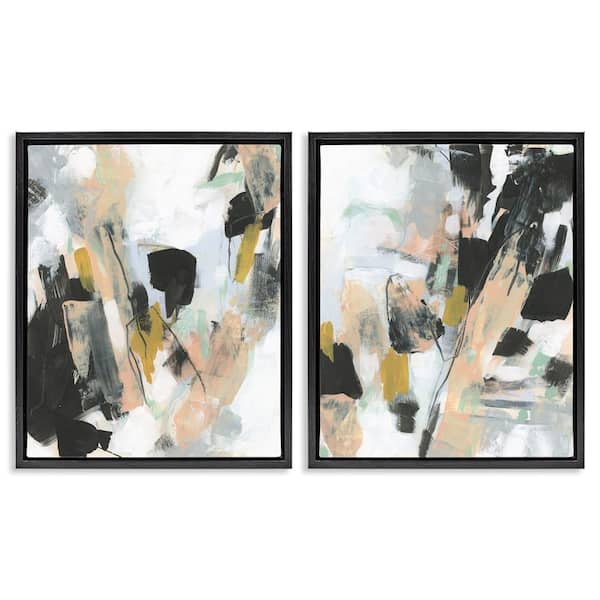 Stupell Industries Black Splatter Abstractions by June Erica Vess 2-Pieces Black Floater Frame Abstract Graphic Art Print 21 in. x 17 in.