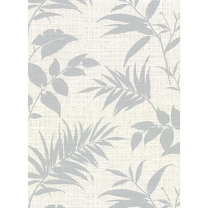 Chandler Off-White Botanical Faux Grasscloth Off-White Wallpaper Sample