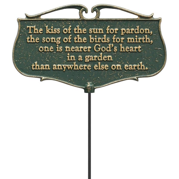 Whitehall Products Green/Gold the Kiss of the Sun Garden Poem Sign