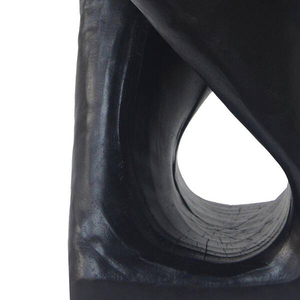 Artistic Design Black MGO Twist Shape Side Table with Wood-like