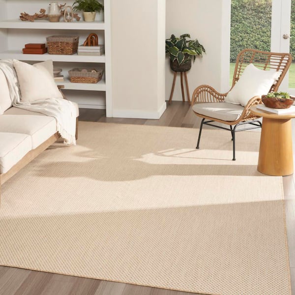 Courtyard Natural 10 ft. x 14 ft. All-over design Contemporary Area Rug