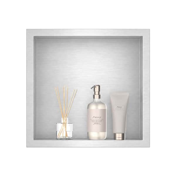 12 in. W x 12 in. H x 4 in. D Waterproof Recessed Shower Niche Space-Saving Storage Shelf in Brushed Nickel, No Tile