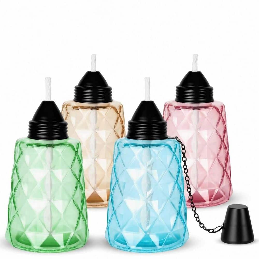 Multi-Color Glass Table Top Torch Canister 4-Pack with Fiberglass Wick and Metal Snuffer Cap price history on PriceWatchPro