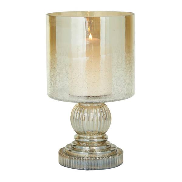 Litton Lane Brass Glass Traditional, Glass Lamp Shade Candle Holder