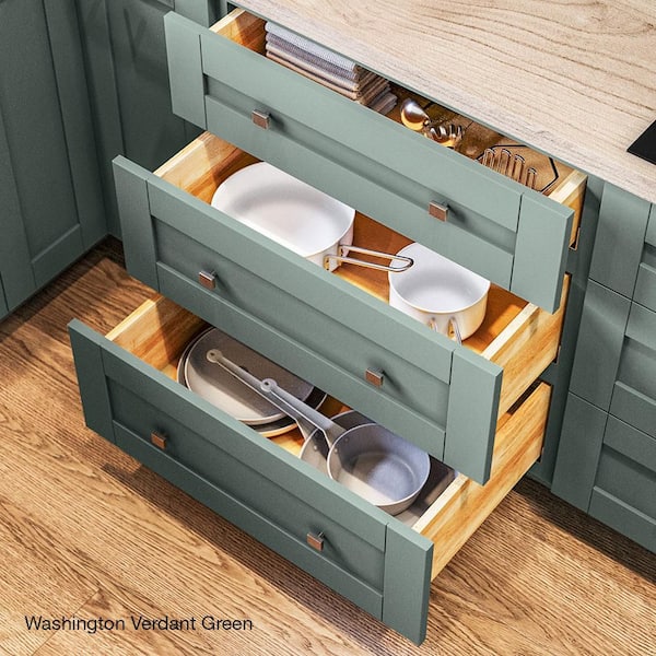 Home Decorators Collection - Washington 12 in. W x 24 in. D x 34.5 in. H Assembled Plywood Base Drawer Kitchen Cabinet in Oak with Soft Close