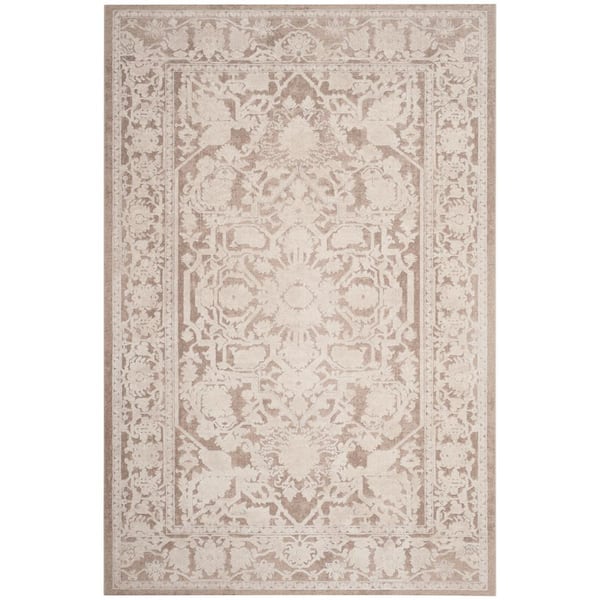 SAFAVIEH Reflection Beige/Cream Doormat 3 ft. x 5 ft. Border Floral Area Rug