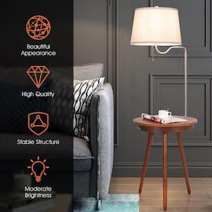 56 in. Coffee Wood Indoor Floor Lamp with Multi-Functional Design