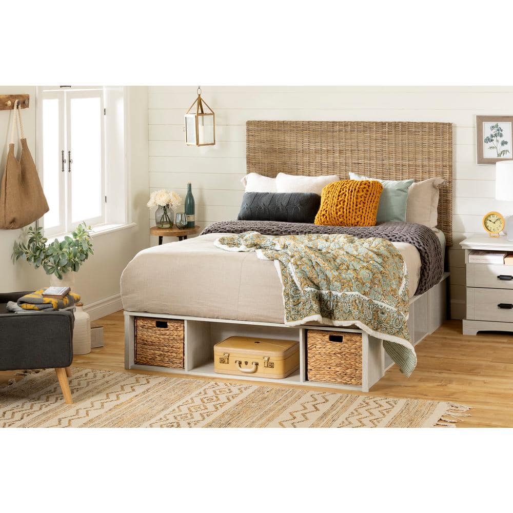 Avilla Full Size Brown Rattan Panel Headboard