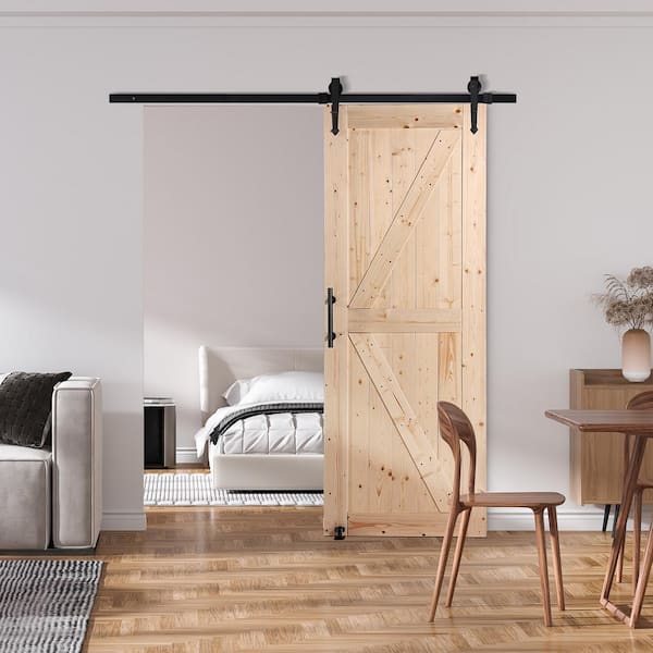 Barn Door and Hardware Kit, 30 x 84 x 1.38 in. Wood Sliding Barn Door, Smoothly and Quietly, Access Door