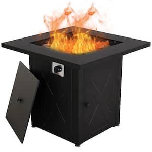 28 in. Rectangle Metal 50000 BTU Outdoor Propane Gas Fire Pit Table with Cover Lid for Patio, Deck, Yard