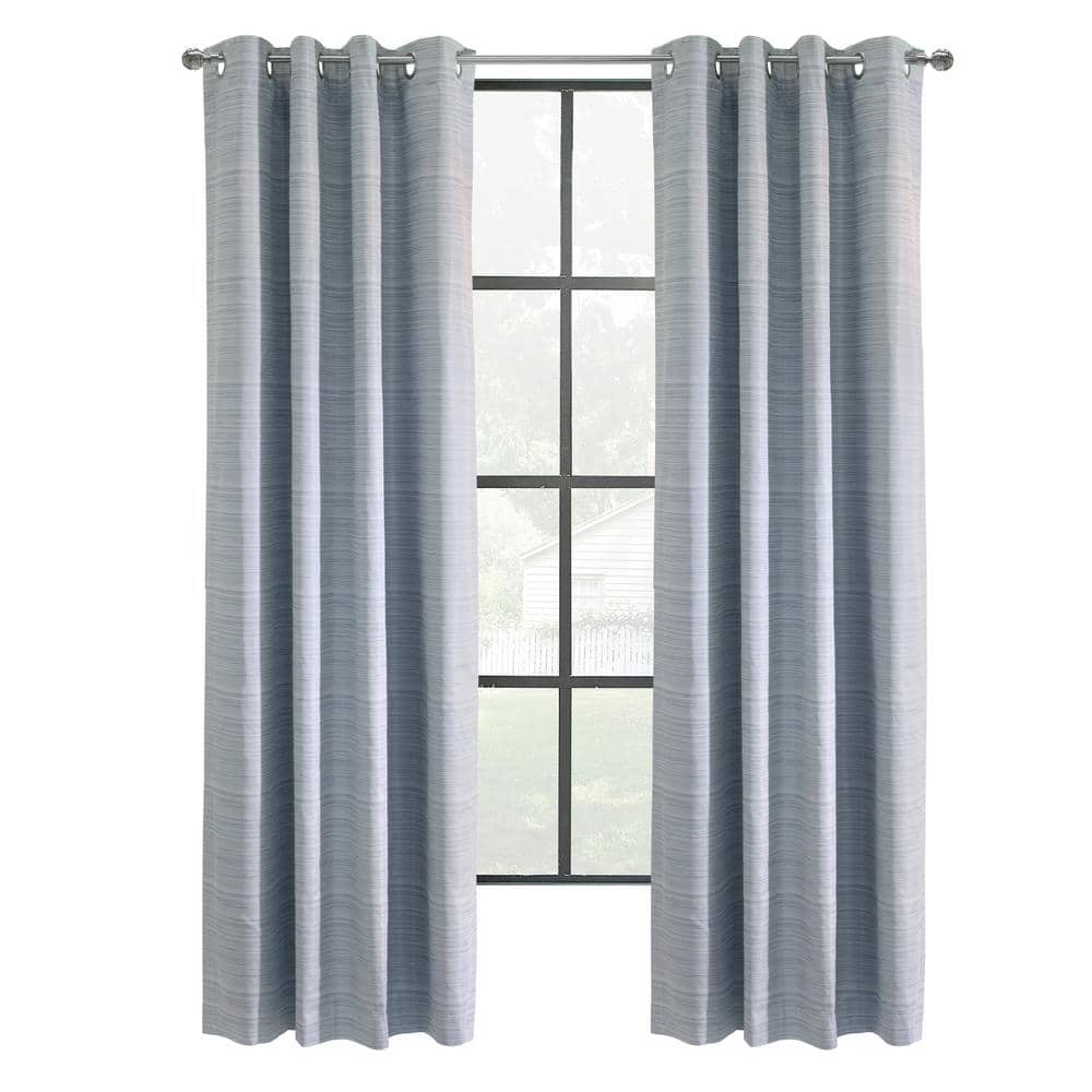 Solstice Navy Polyester Smooth 52 in. W x 84 in. L Grommet Indoor Blackout 