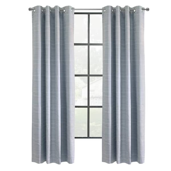 Unbranded Solstice Navy Polyester Smooth 52 in. W x 84 in. L Grommet Indoor Blackout Curtain (Single Panel)
