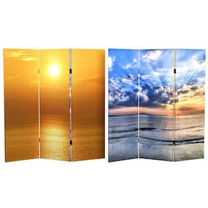 4 ft. Short Sunrise Canvas 3-Panel Folding Screen