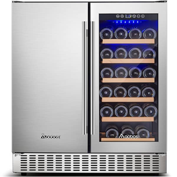 30 in. Dual Zone 28-Wine Bottles and 80-Cans Built-In or Freestanding Beverage and Wine Cooler in Stainless Steel