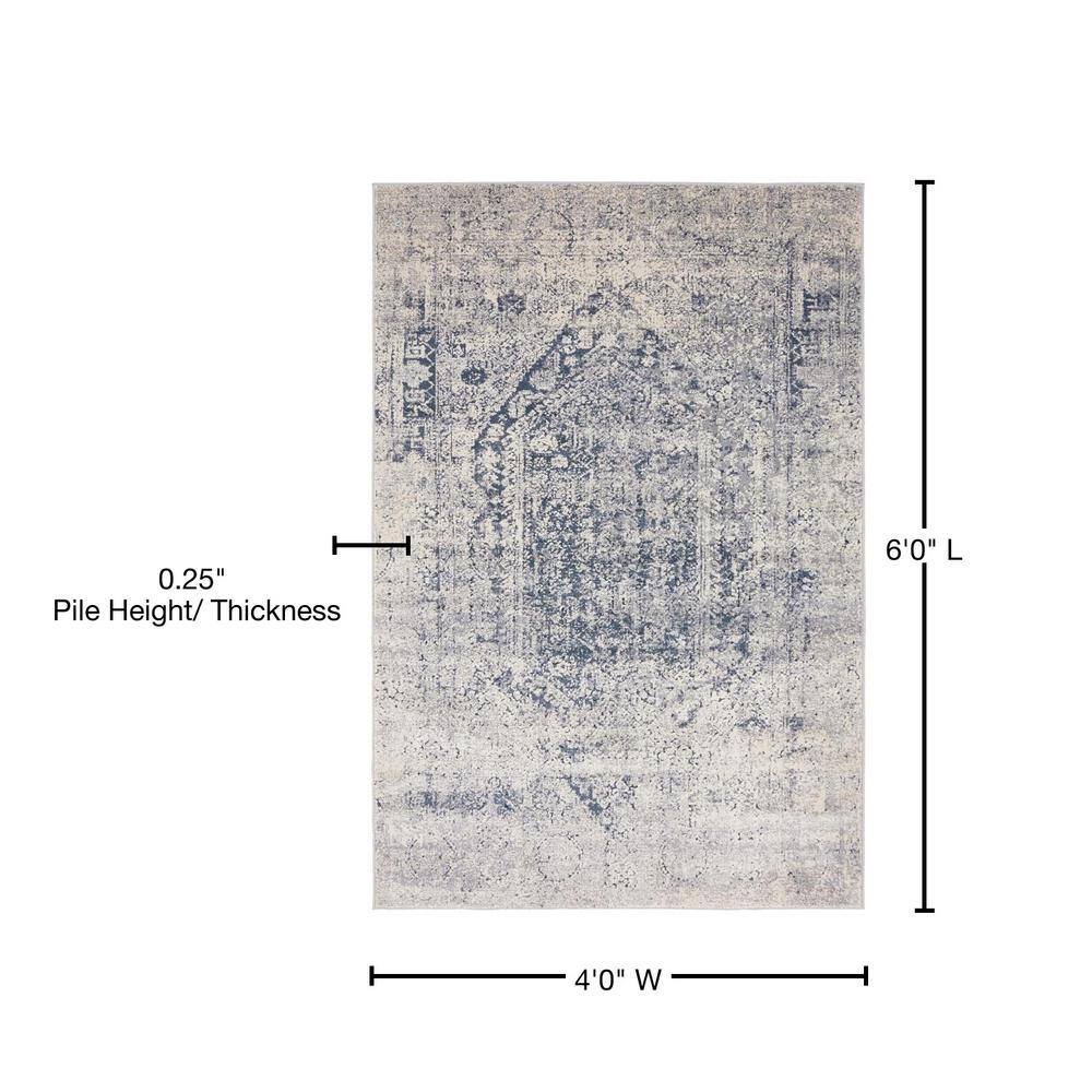 Modern Gray Synthetic 4' x 6' Easy-Care Stain-Resistant Rug