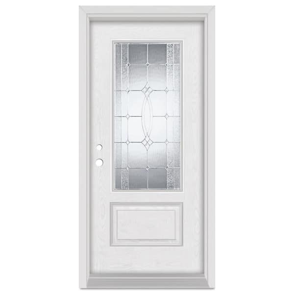 Stanley Doors 32 in. x 80 in. iamanti Classic RightHand 3/4 Lite Decorative Zinc Finished Fiberglass Oak Woodgrain Prehung FrontDoor