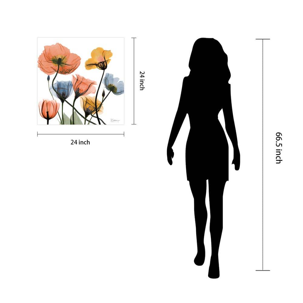 Empire Art Direct Flowers and Ferns Frameless Free Floating Tempered Glass Panel Graphic Wall Art, 24" x 24" x 0.2", Ready to Hang