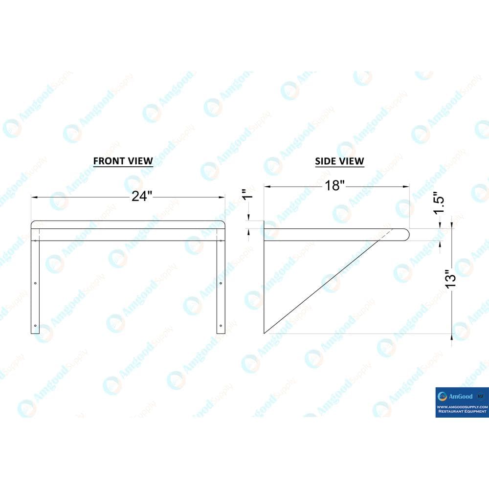 24" x 18" Stainless Steel Wall Shelf with Brackets
