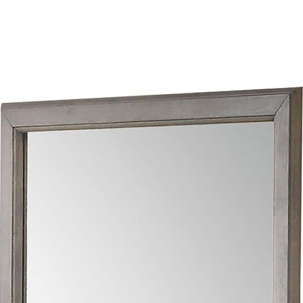 Acme Louis Philippe III Square Wooden Mirror in Black