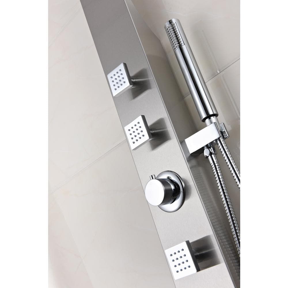 Silent 40'' Brushed Steel Full Body Shower Panel with Rain Shower