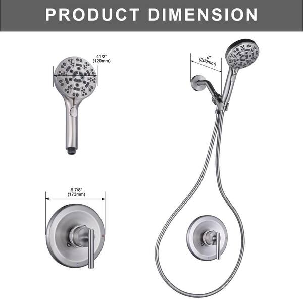 6-7/8 in. 1-Spray Wall Mount Showerhead Shower Set in Brushed Nickel 6-7/8 in. 1-Spray Wall Mount Showerhead Shower Set in Brushed Nickel