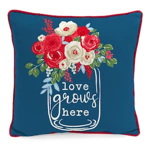 16 in. L x 16 in. W x 4 in. T Outdoor Throw Pillow in Love Grows