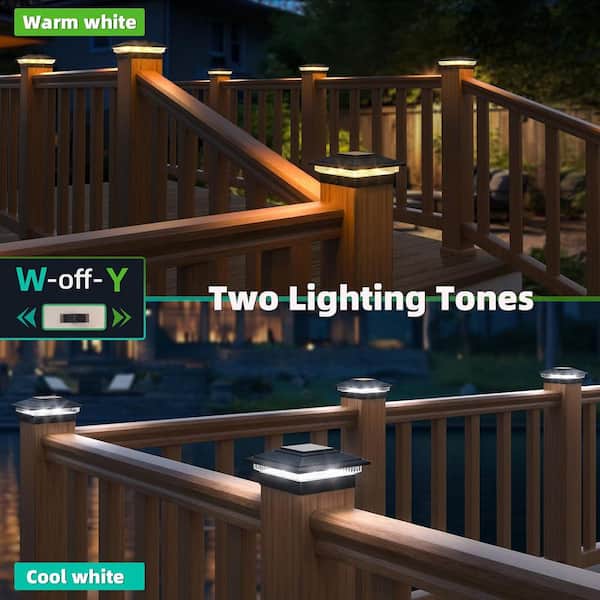 Solar Post Lights Outdoor Glass LED Fence Cap Light 2 Modes For - View #4