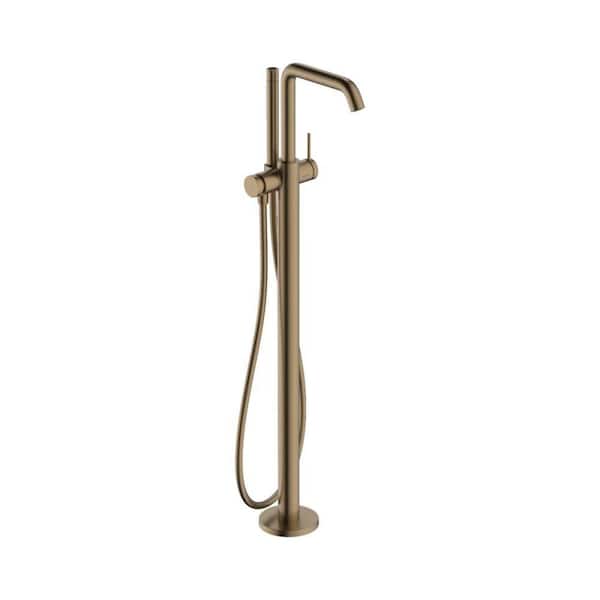 Tecturis S Single-Handle Freestanding Floor Mount Tub Faucet with Hand Shower in Brushed Bronze Valve Not Included
