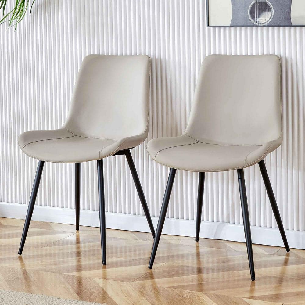 Light Gray Faux Leather High Back Side Chair with Metal Frame