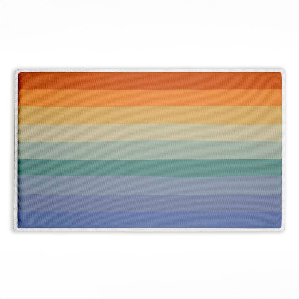 Rainbow Stripes Gradient 18 in. x 30 in. Blue Striped Polyester Blend Rectangle Bath Mat price history on PriceWatchPro