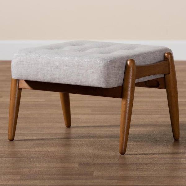 Baxton Studio Jeanine Greyish Beige and Walnut Brown Fabric