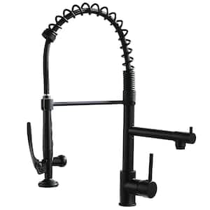 Pull Down Kitchen Sink Faucet With Sprayer Modern Commercial Kitchen Faucet Single Handle Spring Brass Taps Matte Black