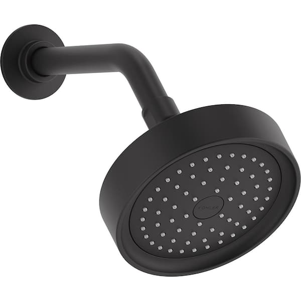 KOHLER Purist 1-Spray Patterns 5.5 in. Single Wall Mount Fixed Shower Head in Matte Black