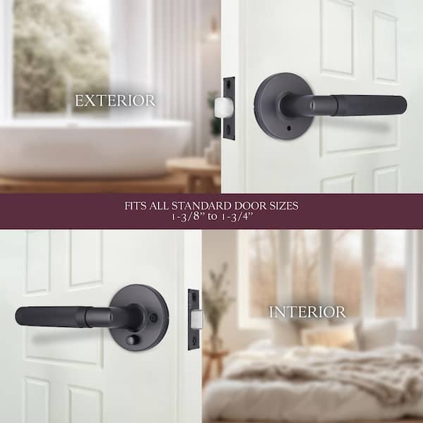 Woodcliff Gun Metal Bed/Bath Privacy Door Handle with Rectangle Rose 4-Pack